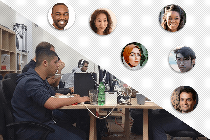 Coworking people and virtual coworking